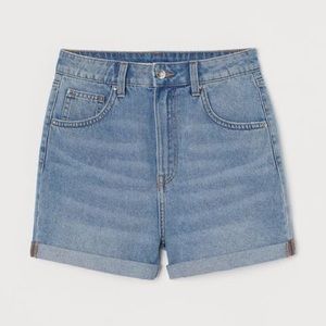 H&M Light Denim Cuffed Mom Shorts
